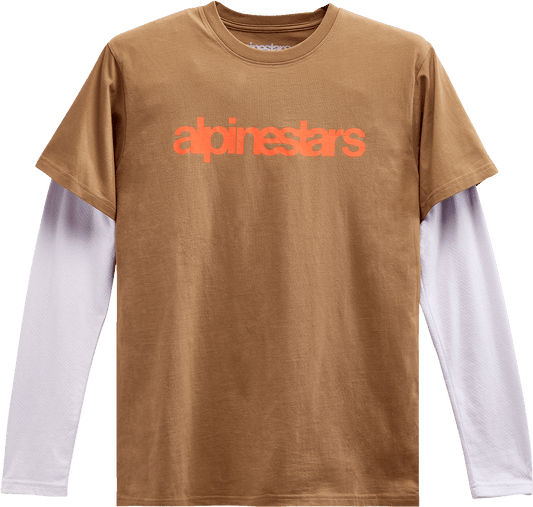 Alpinestars Stack Long-Sleeve Knit T-Shirt - Sand/Warm Red XL, Part Number 1213713002331XL - Kelly Motorsports