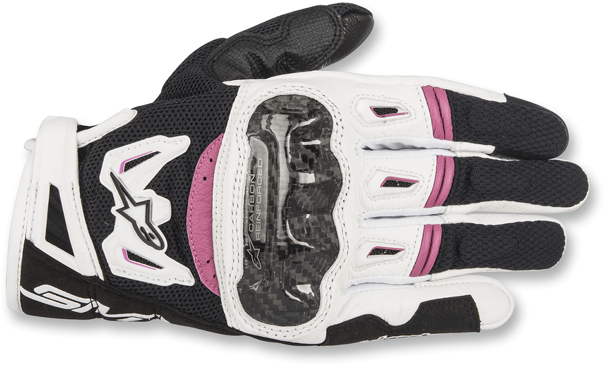 Alpinestars Stella SMX-2 Air Carbon V2 Gloves - Women's Racing Motorcycle Gloves in Black, White & Fuchsia - Medium - Kelly Motorsports