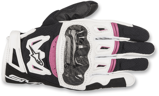 Alpinestars Stella SMX-2 Air Carbon V2 Gloves - Women's Racing Motorcycle Gloves in Black, White & Fuchsia - Medium - Kelly Motorsports