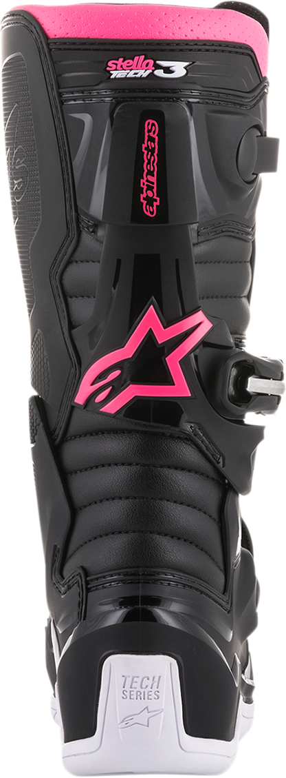 Alpinestars Stella Tech 3 Women’s Motorcycle Boots - Black, White & Pink, US 7 / EU 38 - Kelly Motorsports