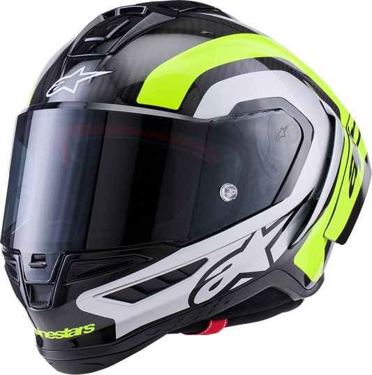 Alpinestars Supertech R10 Helmet - 22.06 - Arius - Gloss Black/Silver/Yellow Fluo - Large - Kelly Motorsports