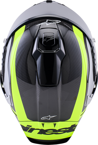 Alpinestars Supertech R10 Helmet - 22.06 - Arius - Gloss Black/Silver/Yellow Fluo - Large - Kelly Motorsports