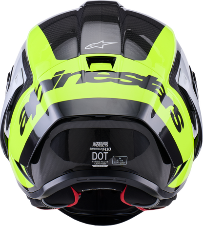 Alpinestars Supertech R10 Helmet - Medium 22.06 - Arius Gloss Black/Silver/Yellow Fluo - Kelly Motorsports