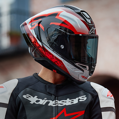 ALPINESTARS Supertech R10 Helmet - Team Black/Carbon Red/Gloss White 2XL - Kelly Motorsports