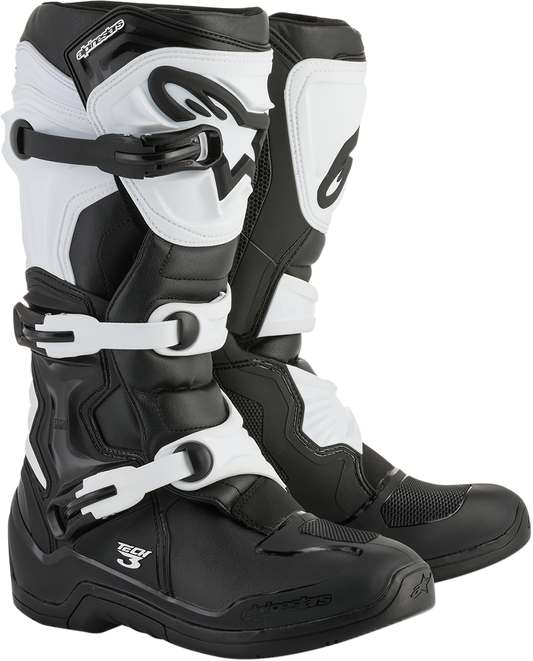 Alpinestars Tech 3 Boots - Black and White, US Size 16 / EU Size 52 - Part No. 2013018 - 12 - 16 - Kelly Motorsports
