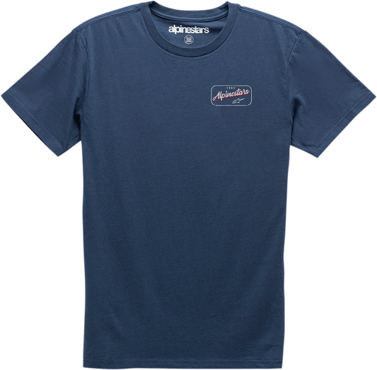 Alpinestars Turnpike Premium Navy T-Shirt 2XL - Cotton Graphic Tee with Waterbase Print - Kelly Motorsports
