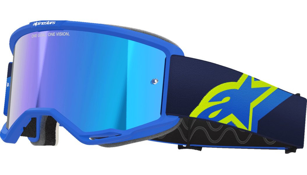 Alpinestars Vision 5 Goggle Corp Blue/Yellow w/Blue Mirror Lens 5101825-7288 - Kelly Motorsports