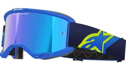 Alpinestars Vision 5 Goggle Corp Blue/Yellow w/Blue Mirror Lens 5101825-7288 - Kelly Motorsports