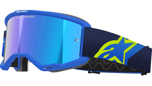 Alpinestars Vision 5 Goggle Corp Blue/Yellow w/Blue Mirror Lens 5101825-7288 - Kelly Motorsports