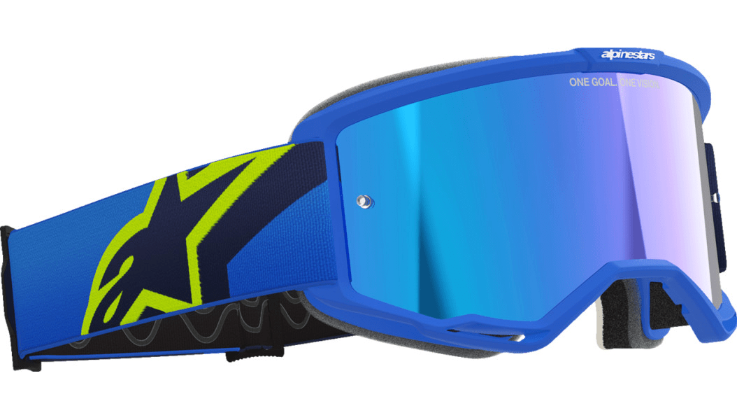 Alpinestars Vision 5 Goggle Corp Blue/Yellow w/Blue Mirror Lens 5101825-7288 - Kelly Motorsports