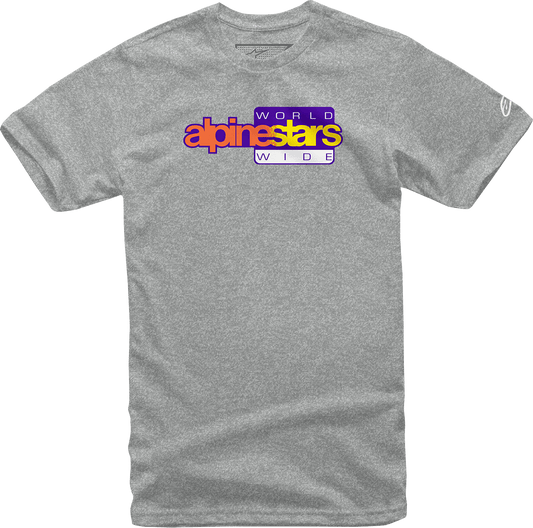 Alpinestars World Wide Again T-Shirt - Heather Gray - XL, Part Number 1232722361026XL - Kelly Motorsports