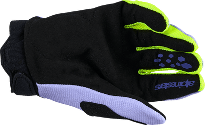 Alpinestars Youth Full Bore V2 Gloves - Purple/Fluo Yellow, 3XS - Durable MX Riding Protection - Kelly Motorsports