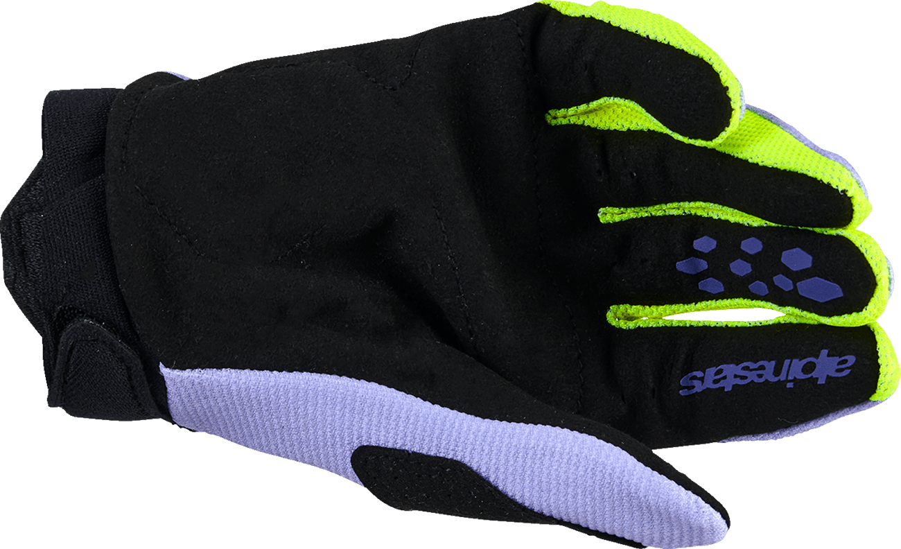Alpinestars Youth Full Bore V2 Gloves - Purple/Fluo Yellow, Size XS (Part 3540226-3175-XS) - Kelly Motorsports