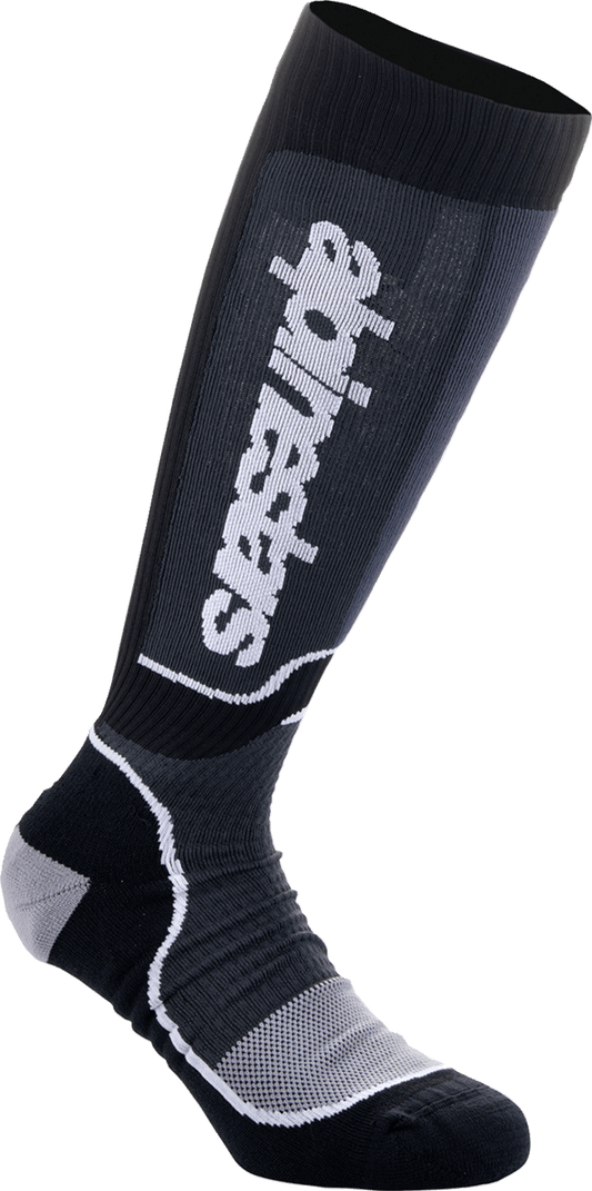 Alpinestars Youth MX Plus Socks - Black/White, Medium/Large (Part 4742324-12-ML) - Kelly Motorsports