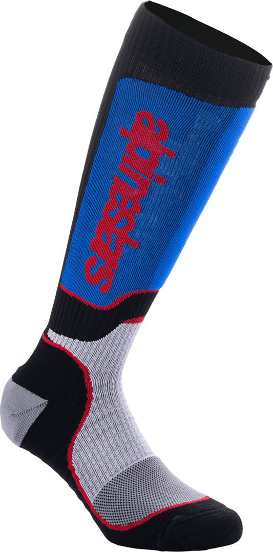 Alpinestars Youth MX Plus Socks - Black/White/Blue/Red, Medium/Large - Part 4742324-1226-ML - Kelly Motorsports
