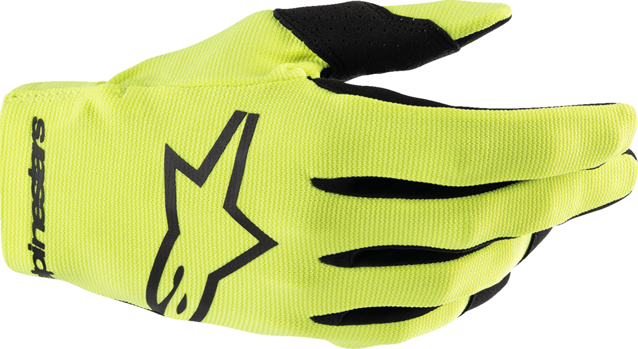 Alpinestars Youth Radar Gloves - Fluo Yellow/Black, Large (Part 3541824-551-L) - Kelly Motorsports