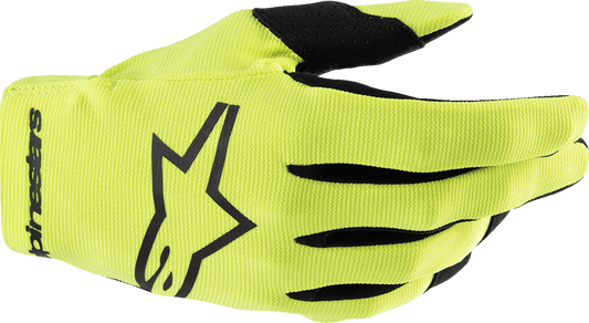 Alpinestars Youth Radar Gloves - Fluo Yellow/Black, Medium (Part No. 3541824-551-M) - Kelly Motorsports