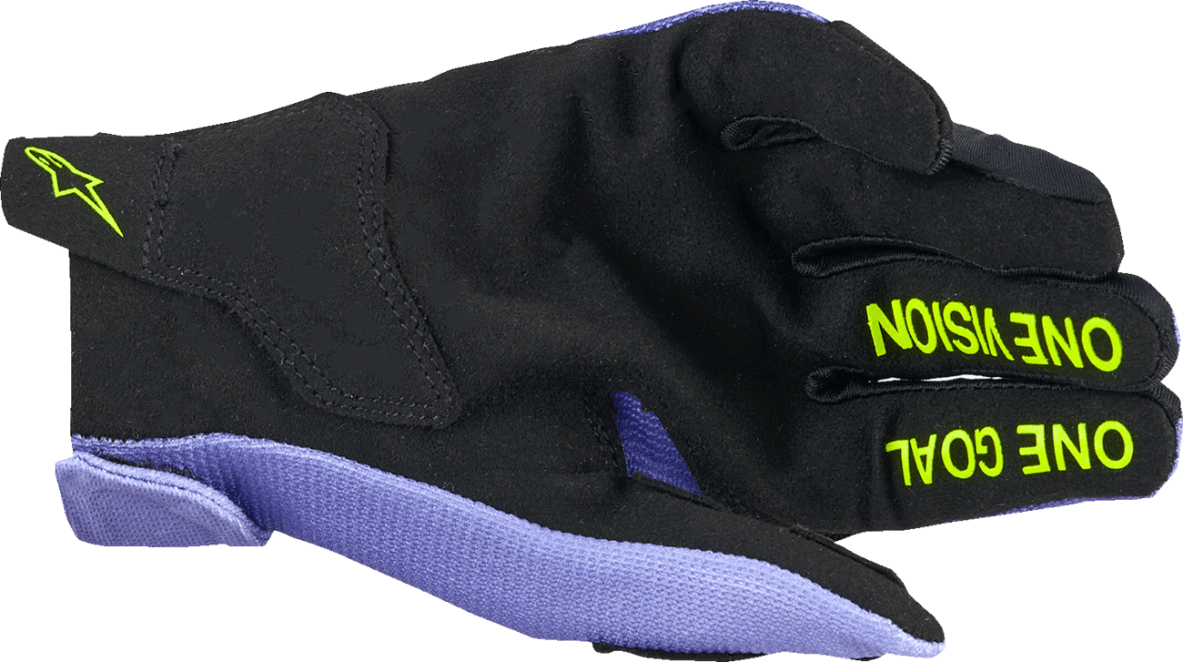 Alpinestars Youth Radar Gloves - Purple/Fluo Yellow, 3XS - Lightweight Motorcycle Riding Gloves with Touchscreen Compatibility - Kelly Motorsports