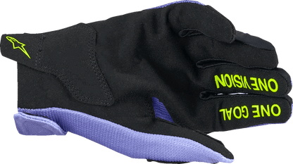 Alpinestars Youth Radar Gloves - Purple/Fluo Yellow, 3XS - Lightweight Motorcycle Riding Gloves with Touchscreen Compatibility - Kelly Motorsports
