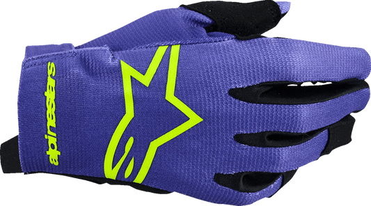 Alpinestars Youth Radar Gloves - Purple/Fluo Yellow, Medium (Part Number 3541824-3175-M) - Kelly Motorsports