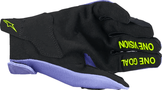 Alpinestars Youth Radar Gloves - Purple/Fluo Yellow, Medium (Part Number 3541824-3175-M) - Kelly Motorsports