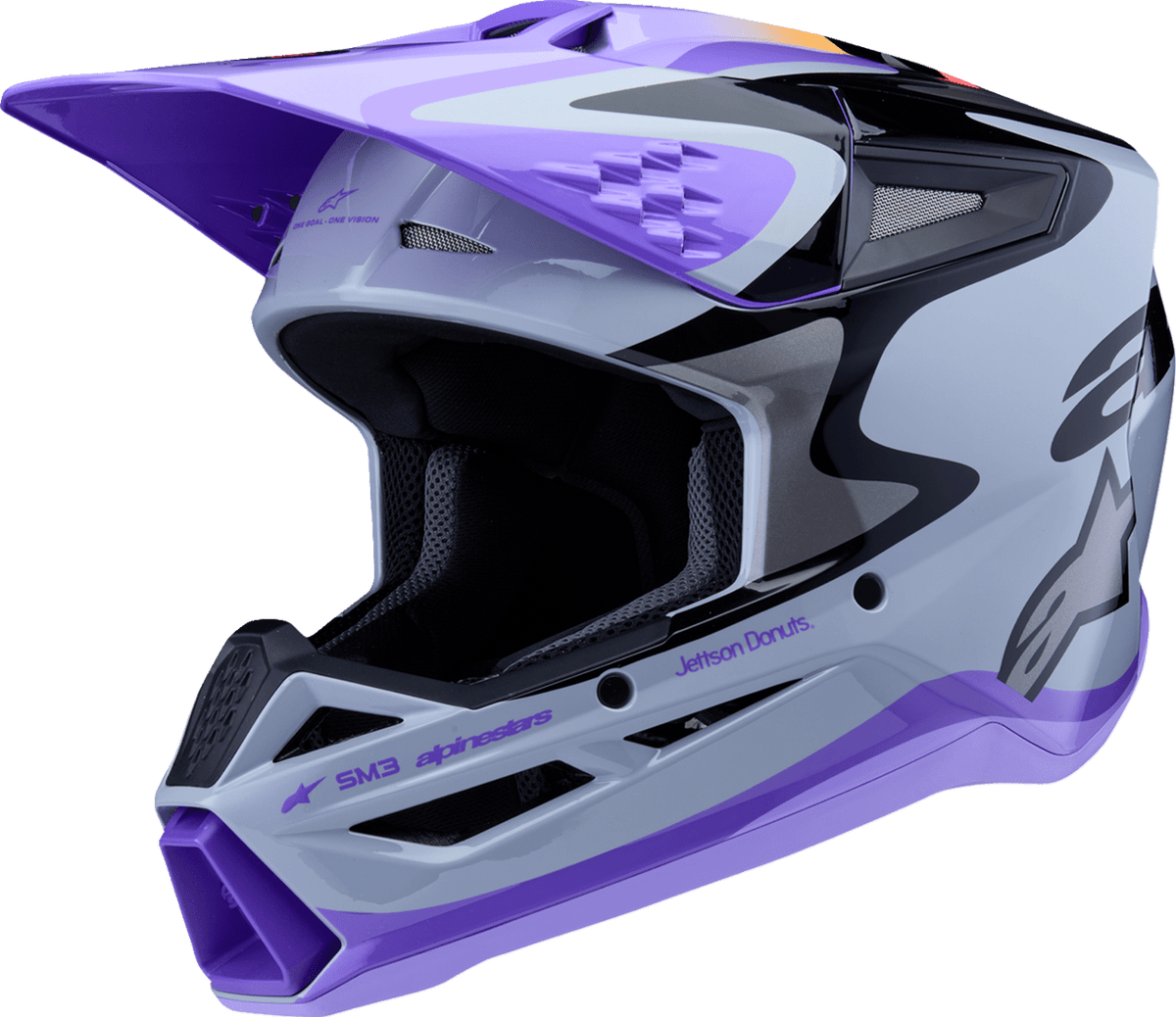ALPINESTARS Youth SM3 Helmet - Jettson - Glosss Black/Gray/Purple 8303226-9277-YM - Kelly Motorsports