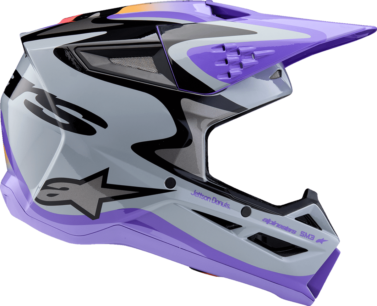 ALPINESTARS Youth SM3 Helmet - Jettson - Glosss Black/Gray/Purple 8303226-9277-YM - Kelly Motorsports