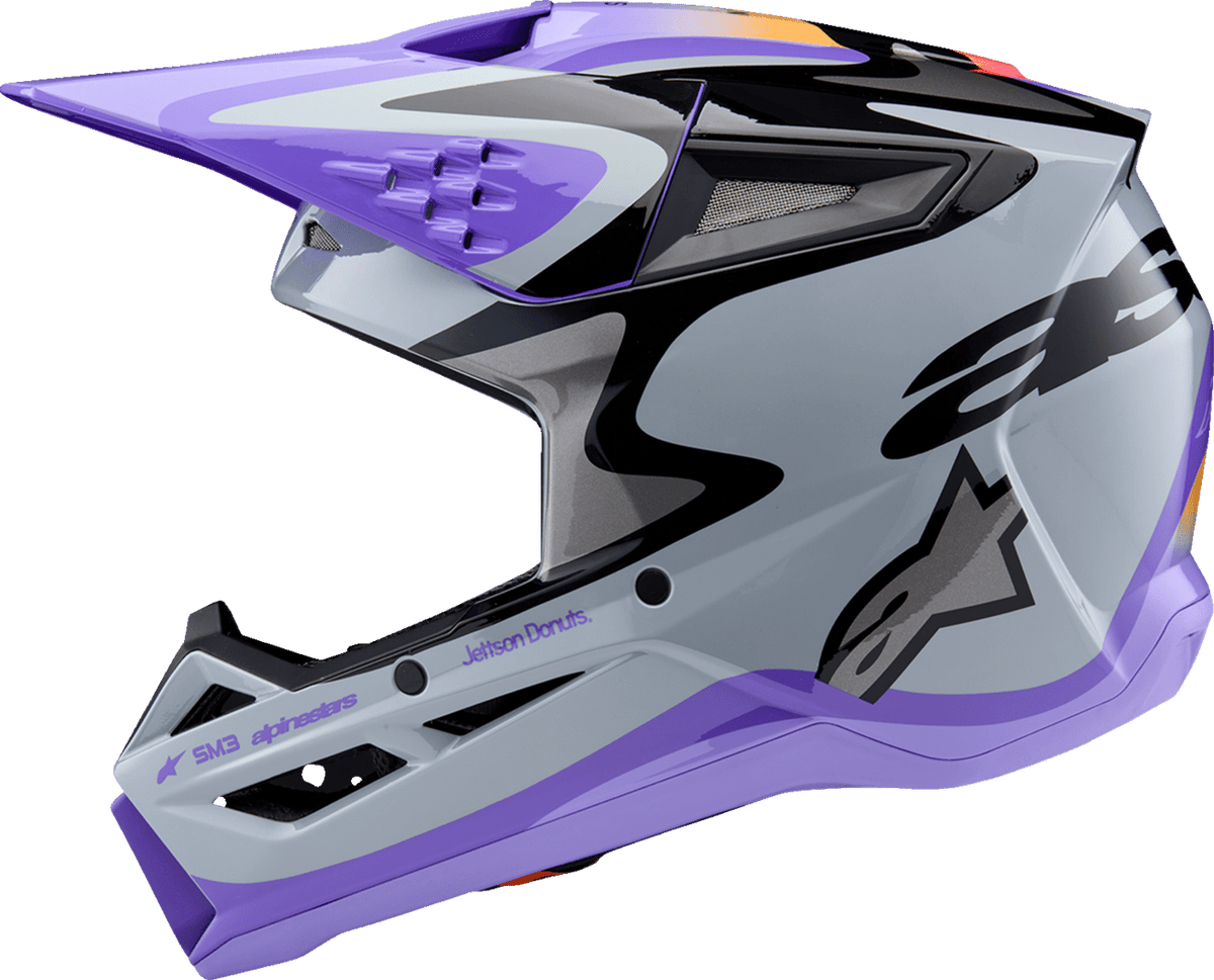 ALPINESTARS Youth SM3 Helmet - Jettson - Glosss Black/Gray/Purple 8303226-9277-YM - Kelly Motorsports