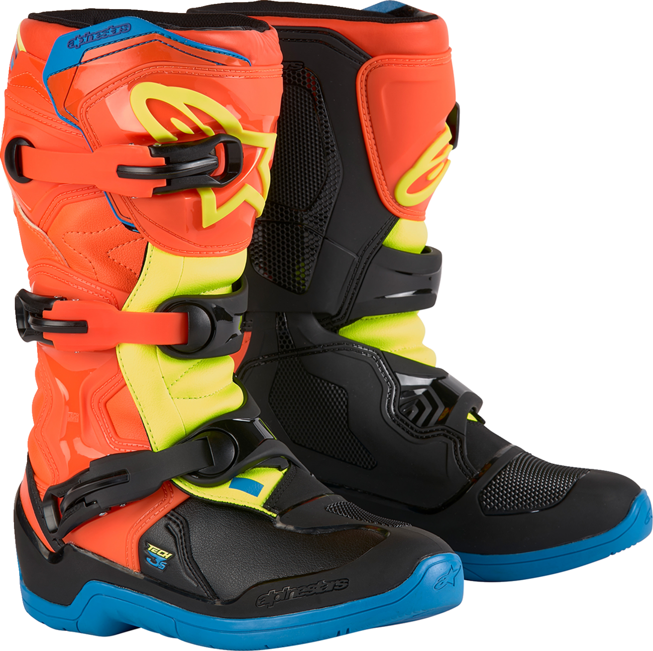 Alpinestars Youth Tech3S Boots - Orange/Blue/Yellow/Black, US Size 2 / EU 34, Part 2014024 - 4755 - 2 - Kelly Motorsports