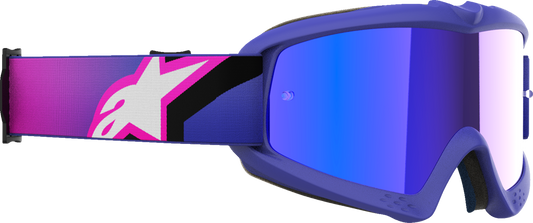 Alpinestars Youth Vision Goggle - Purple Fluo/Pink with Blue Mirror Lens, Part 5140225 - 3152 - Kelly Motorsports