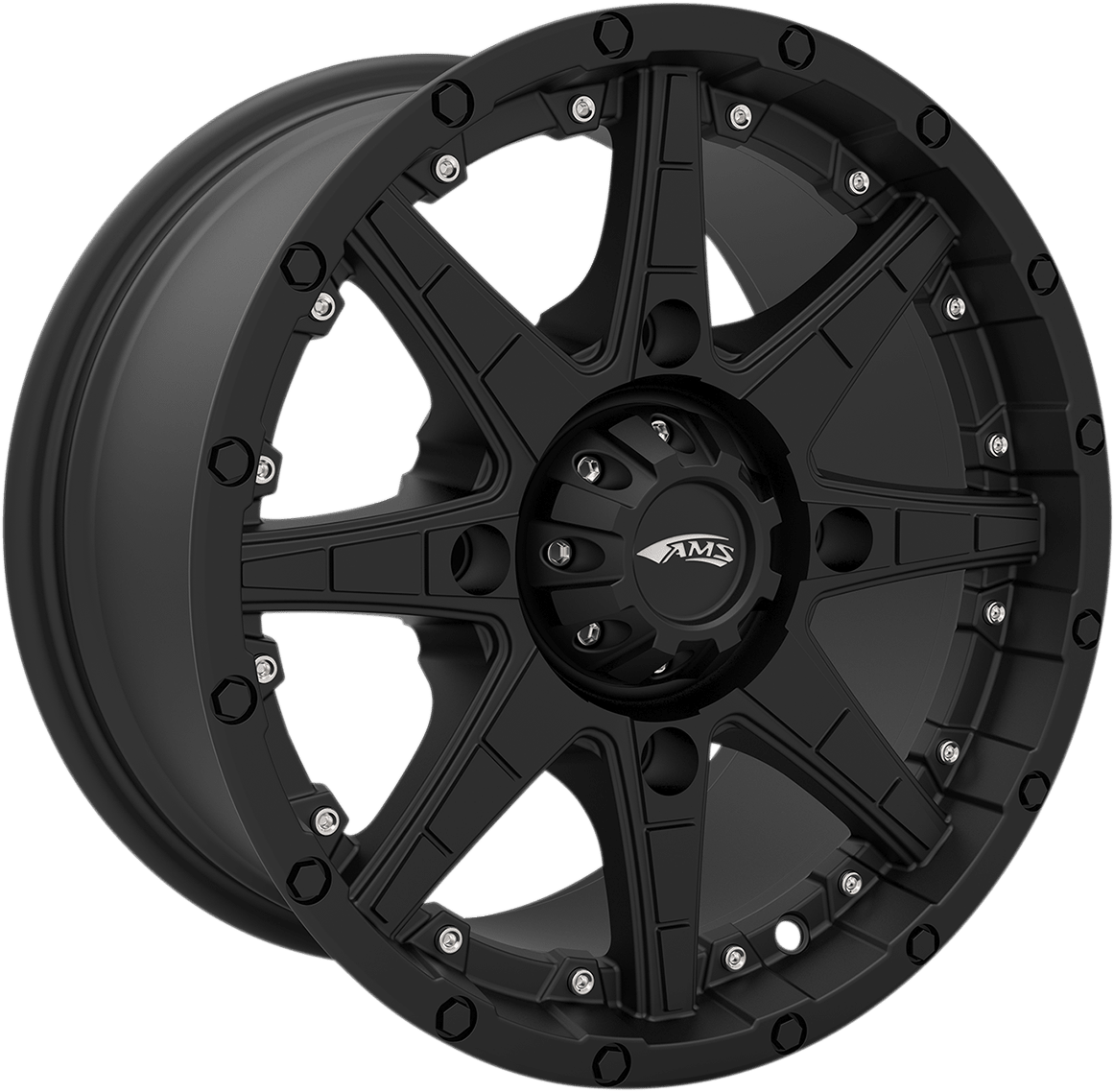 AMS Roll'n 105 Front/Rear Wheel - 15x7 Inch Black with 5+2 Offset, Part Number 5706-046AS - Kelly Motorsports