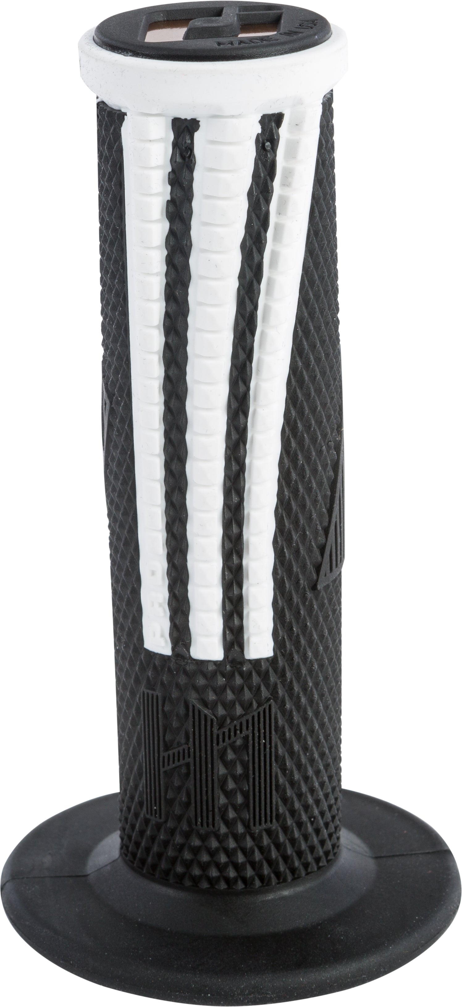 ODI Emig2 Pro V2 Lock-On Grip Black/White – Signature MX Handlebar Grip with Soft Compound and Aluminum Reinforced Ends