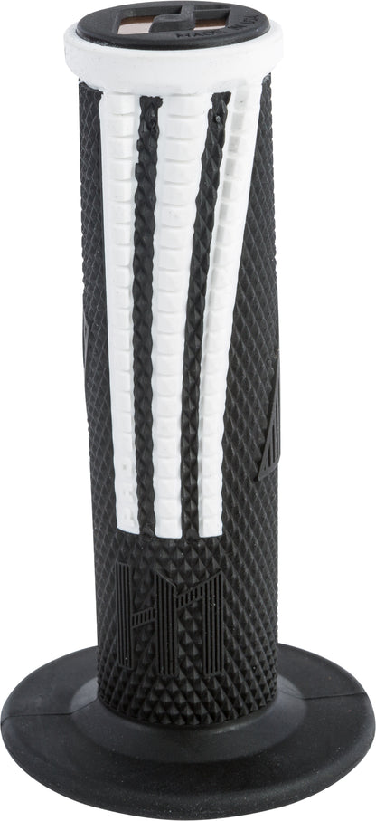 ODI Emig2 Pro V2 Lock-On Grip Black/White – Signature MX Handlebar Grip with Soft Compound and Aluminum Reinforced Ends