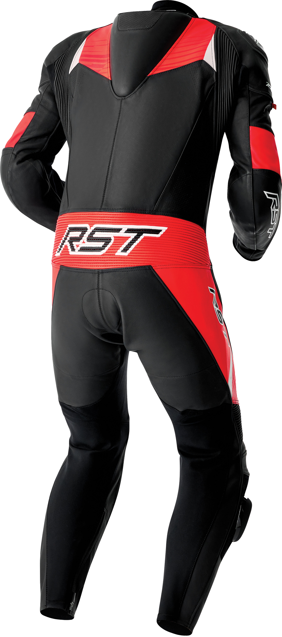 RST Tractech Evo D3o Suit Black and Fluorescent Red Leather Medium (Part #103634F.RED-42)