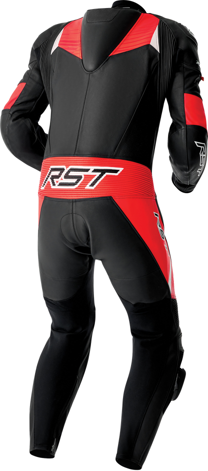 RST Tractech Evo D3o Suit Black and Fluorescent Red Leather Medium (Part #103634F.RED-42)