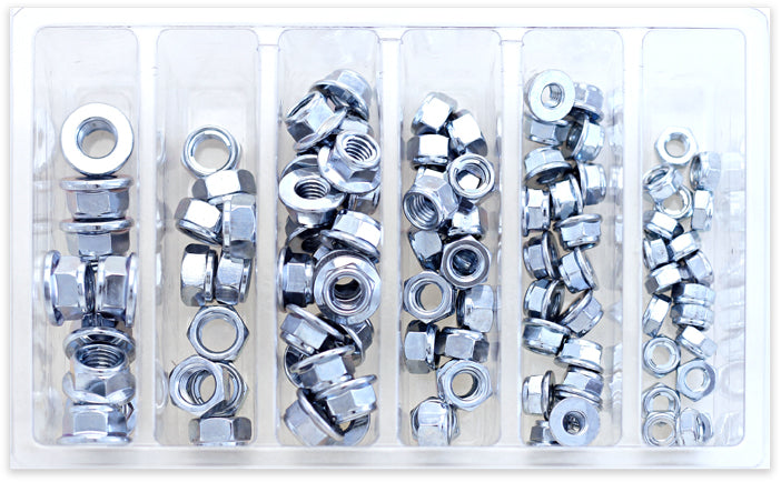 BOLT Hex Fuji Lock Nut Assortment Kit (Part Number: SV-FUJINUT) - 100 Pieces