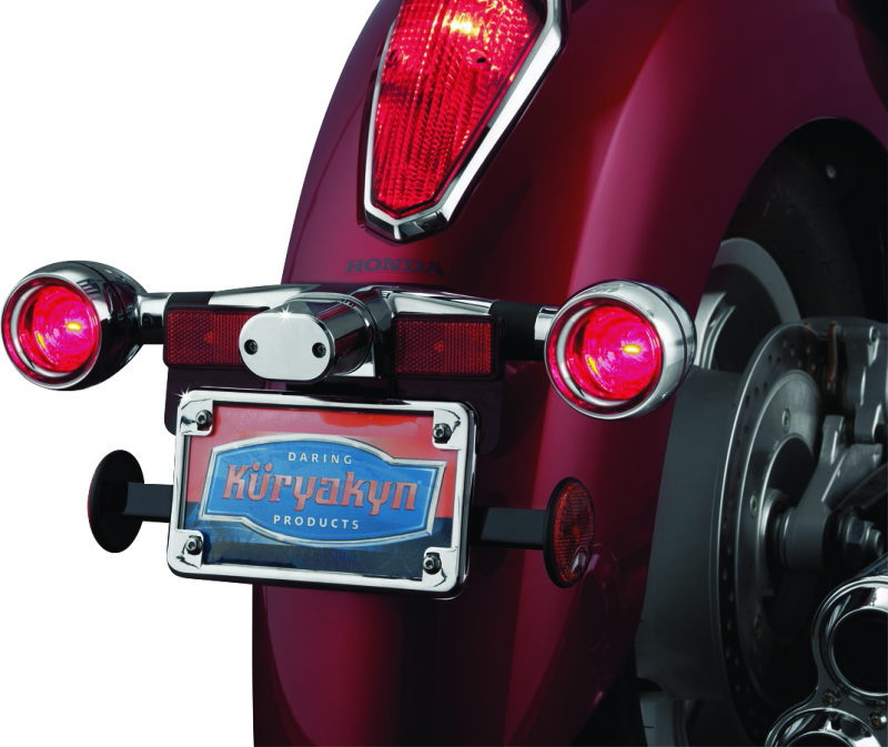 Kuryakyn Deep Dish Bezels with Red Lenses for Kawasaki Vulcan 2000 and Honda VTX1800 Series
