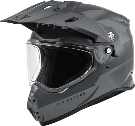 Fly Racing Trekker Solid Helmet Grey Small – DOT and ECE Approved Motorcycle Helmet with Drop-Down Sunshade and Removable Interior
