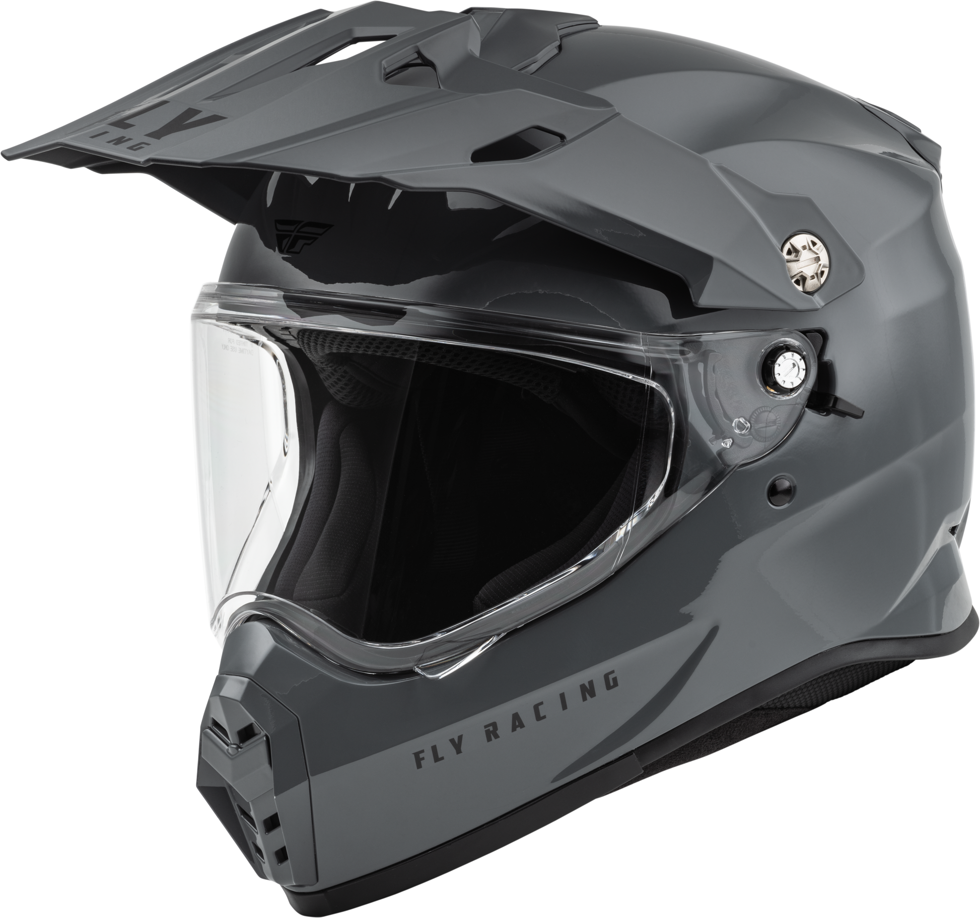 Fly Racing Trekker Solid Helmet Grey Medium - DOT & ECE Approved Motorcycle Helmet with Drop-down Sunshade