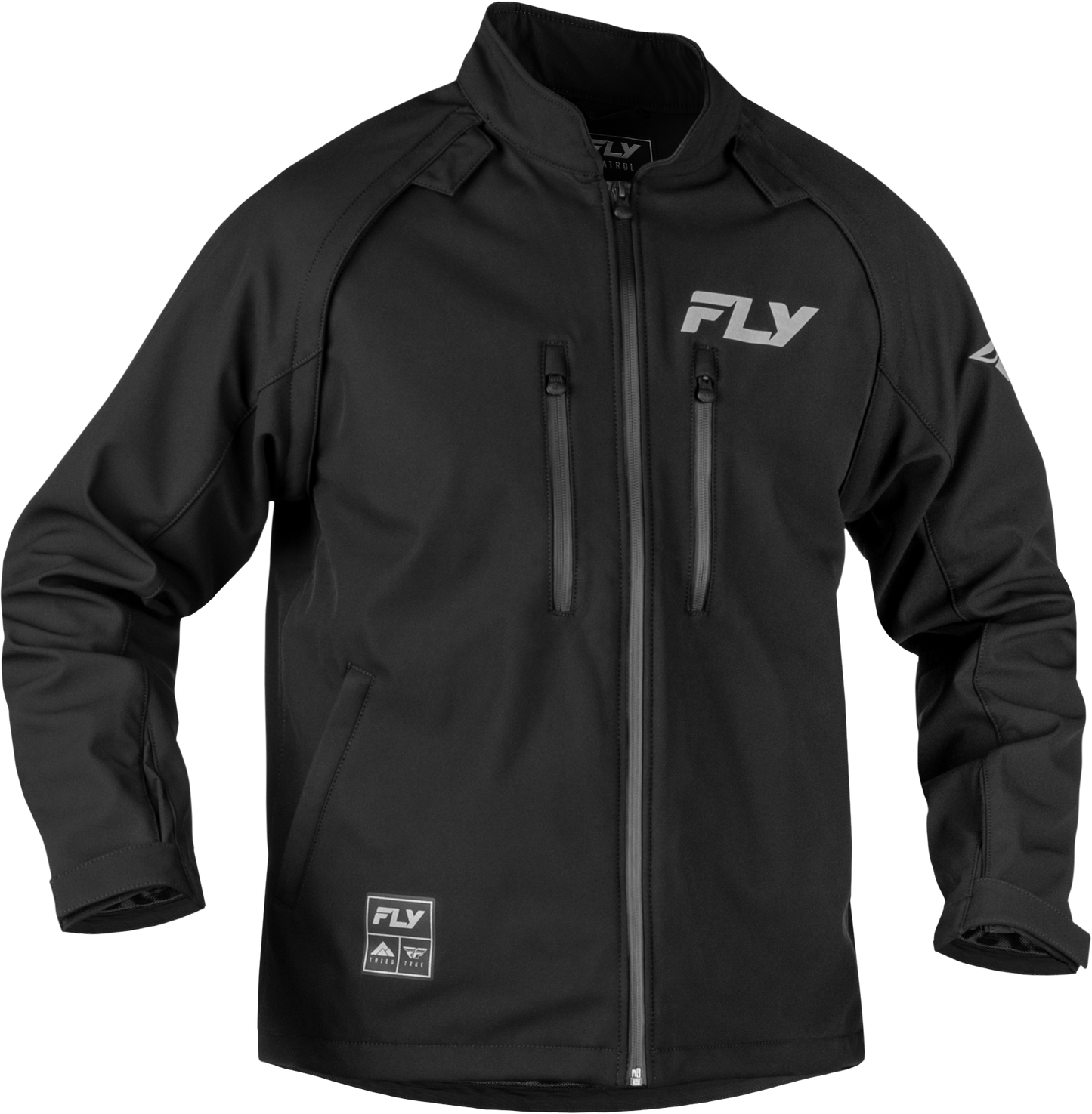 Fly Racing Patrol Jacket Black/Grey 2X - Lightweight Windproof and Water-Resistant Motorcycle Outerwear