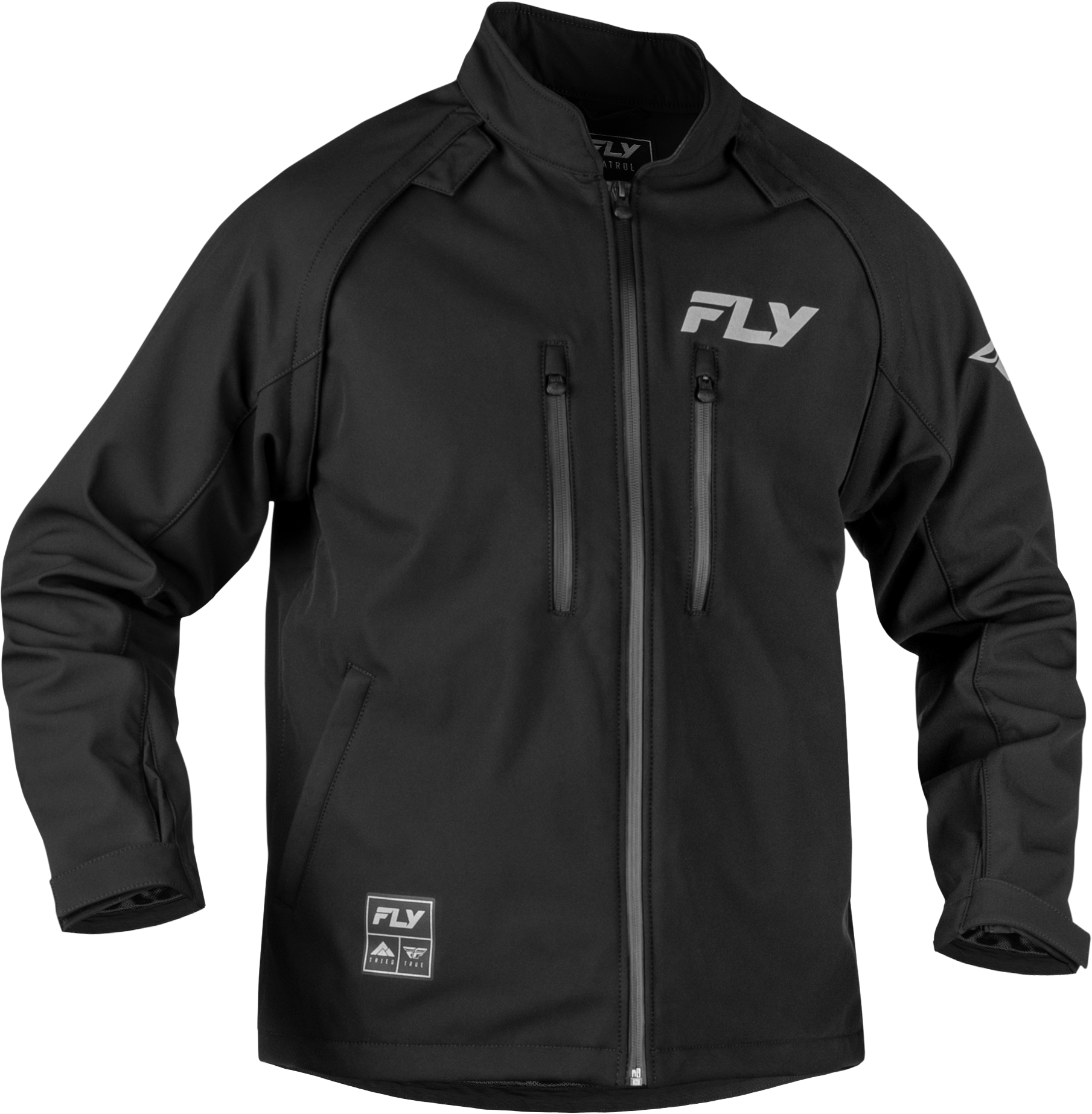 Fly Racing Patrol Jacket Black/Grey 2X - Lightweight Windproof and Water-Resistant Motorcycle Outerwear