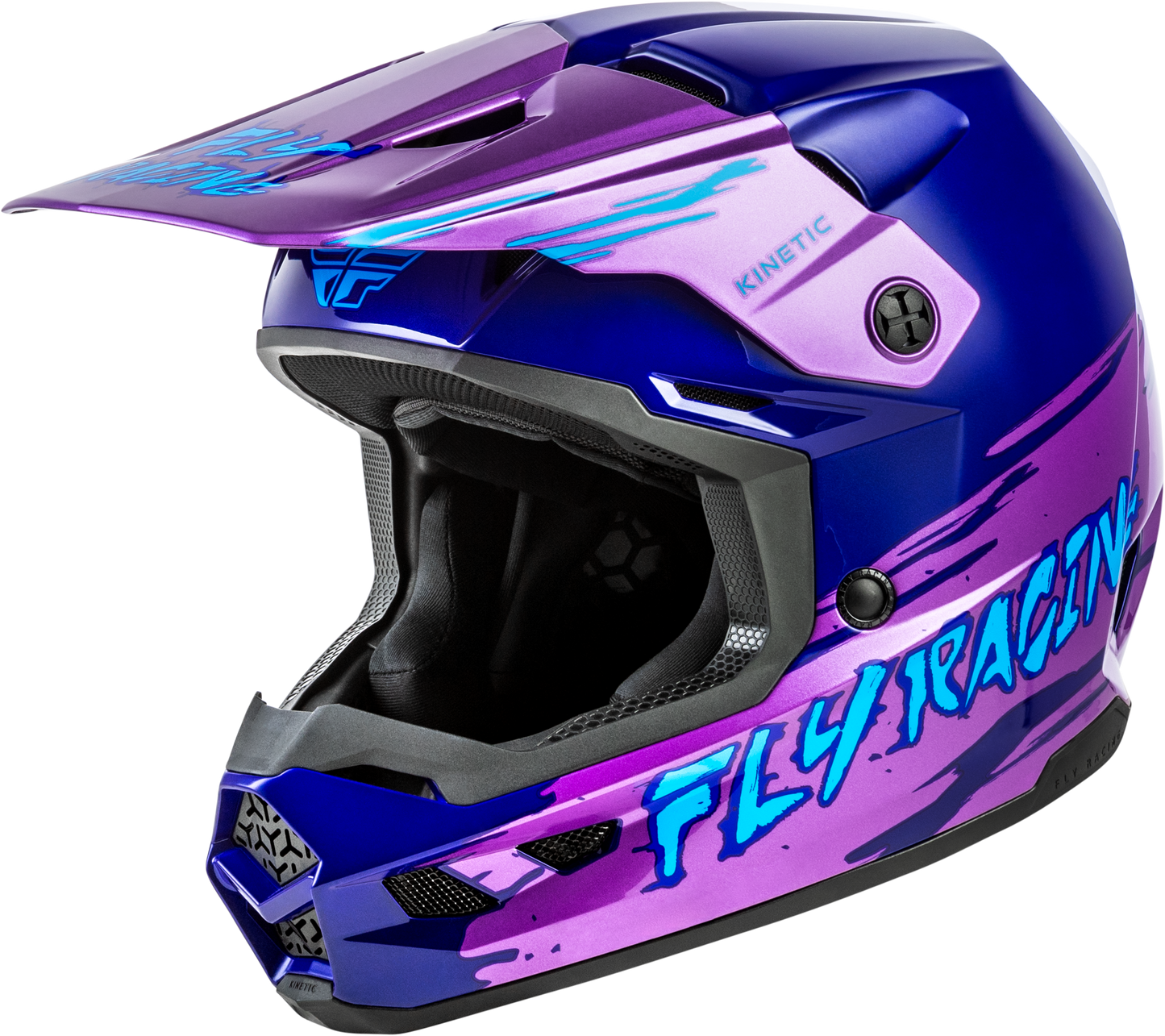FLY RACING YOUTH KINETIC SURGE HELMET PINK/PURPLE/TEAL YL'YL