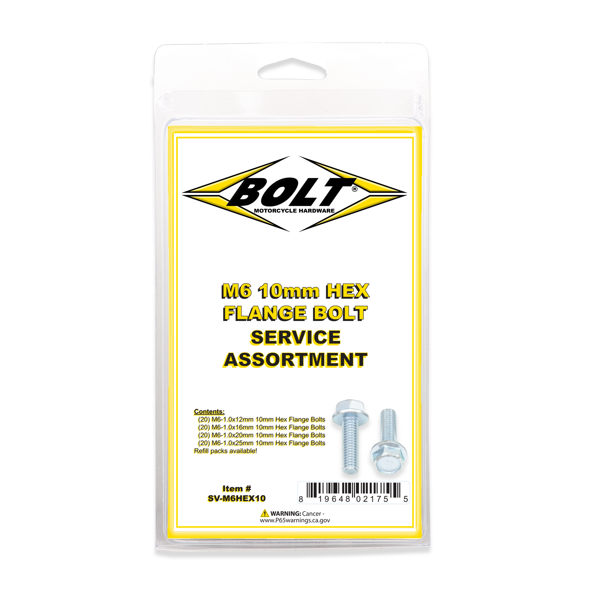 BOLT M6 Hex Flange Bolt Assortment Kit, 10mm Length, 80 Pieces
