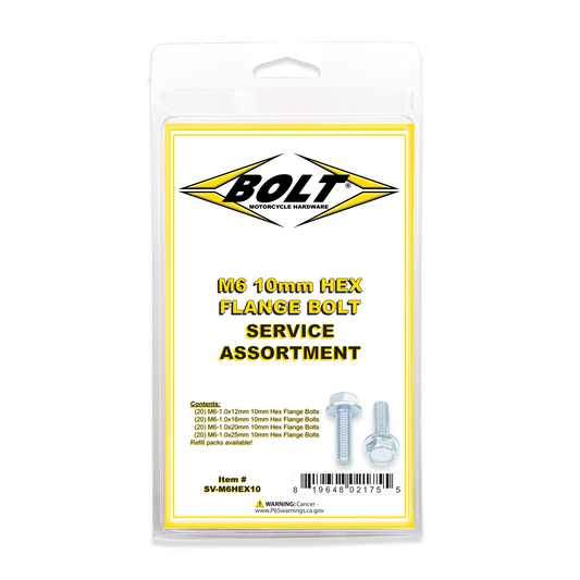 BOLT M6 Hex Flange Bolt Assortment Kit, 10mm Length, 80 Pieces