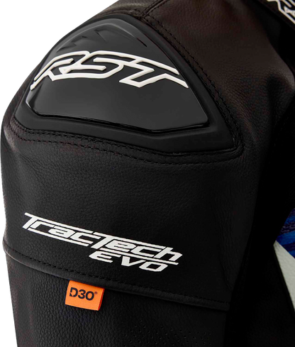RST Tractech Evo D3o Leather Jacket Blue/Black Size Small