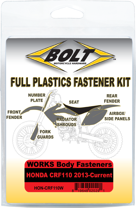 BOLT Body Work Fastener Kit for Honda CRF110F (2013-2022) – OEM Quality Fasteners and Bushings