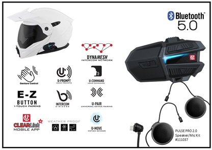Uclear Motion 6 Single by UCLEAR - Advanced Bluetooth Motorcycle Helmet Communications System with DynaMESH Intercom and 18-Hour Battery Life