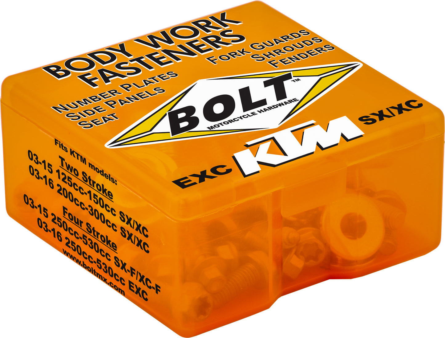 Bolt Full Plastic Fastener Kit for KTM 350 and 500 Models – OEM Quality with Color-Coded Packaging