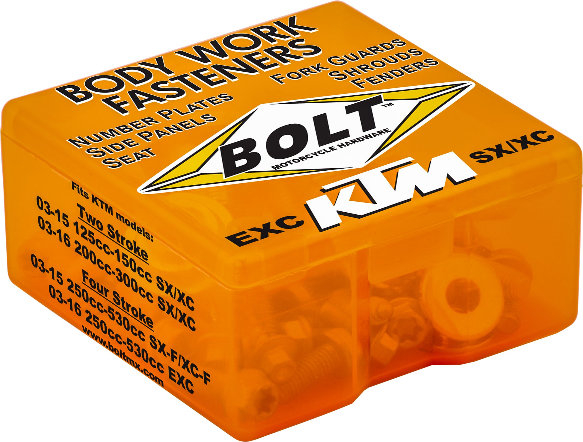 Bolt Full Plastic Fastener Kit for KTM 350 and 500 Models – OEM Quality with Color-Coded Packaging