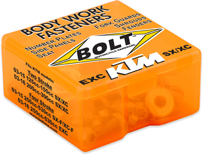 Bolt Full Plastic Fastener Kit for KTM 350 and 500 Models – OEM Quality with Color-Coded Packaging